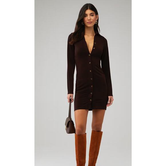 $60 New peppermayo Ring My Bell Mini Dress - Brown - size 4 - Picture 1 of 9